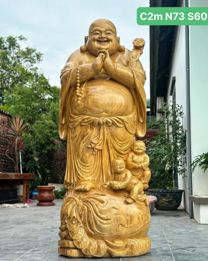 Tượng di lặc chúc phúc gỗ cẩm vàng kt C200x73x60cm.png